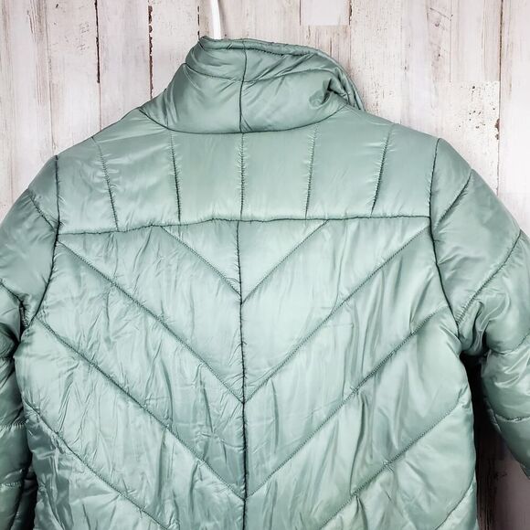 Just Fab Shiny Puffer Jacket Mint Green Size Small - Picture 7 of 12